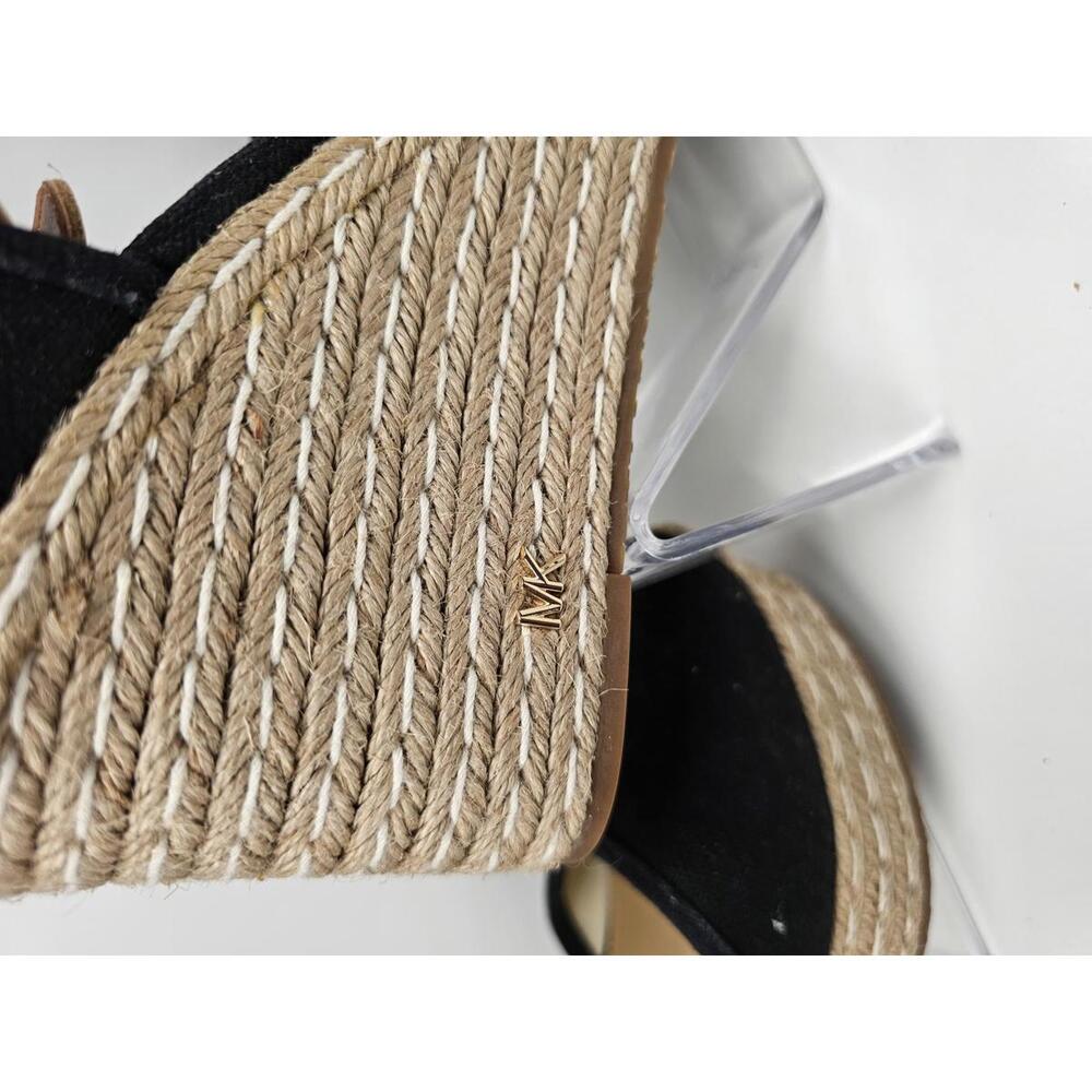 Michael Kors Black Canvas Wedge Espadrilles with Ankle Strap - Picture 7 of 9